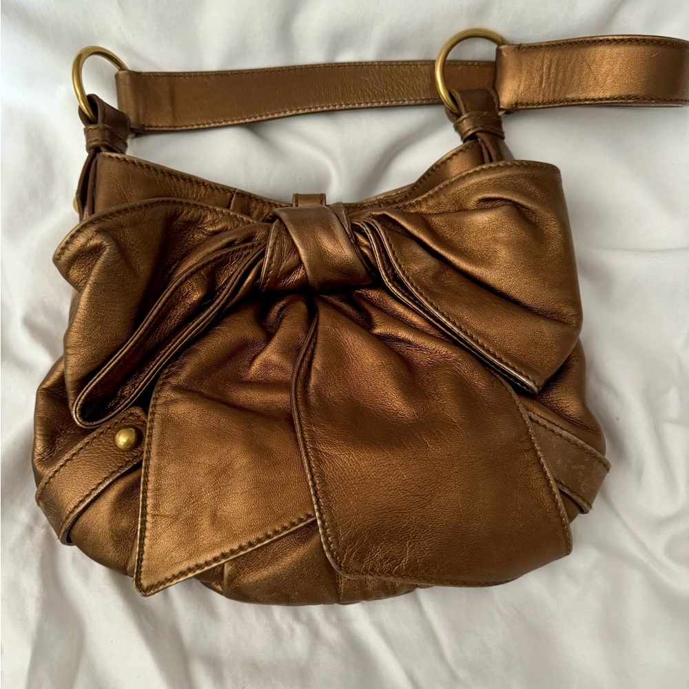 ✨Authentic YSL Gold Metallic Bow Shoulder Bag✨